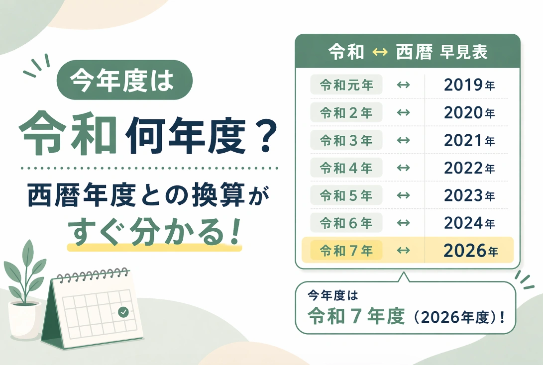 今年度は令和何年度かを確認する早見表